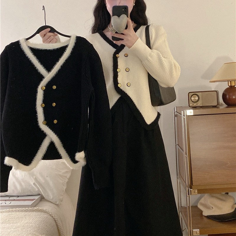 Kvindernes elegante cardigan med kontrastkant og knapdetaljer Stilla