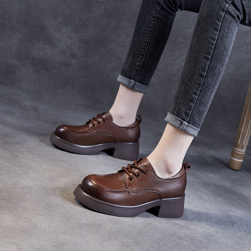 Femme Chunky Block Hæl Snøre-Oxford Stilla