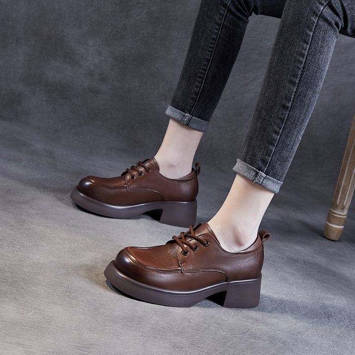 Femme Chunky Block Hæl Snøre-Oxford Stilla