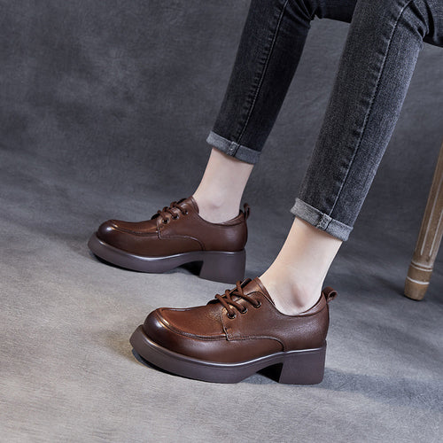 Femme Chunky Block Hæl Snøre-Oxford Stilla