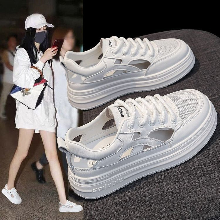 Dame Plateau-Sneakers med åndbart mesh-overmateriale og modedesign Stilla