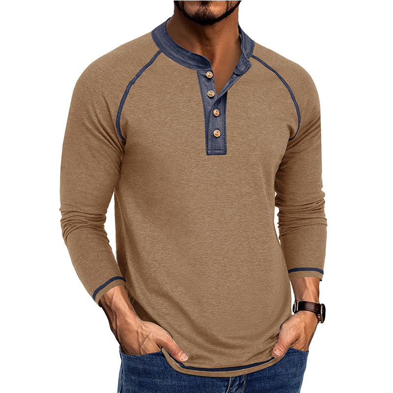 Herrer Langærmet Henley T-shirt med stilfulde knapdetaljer og åndbart materiale Stilla