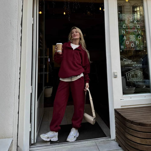 Dame afslappet sweatshirt-sæt med elastisk kant Stilla