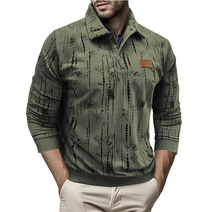 Herrer moderigtig sweater i struktureret design med krave og knapliste Stilla