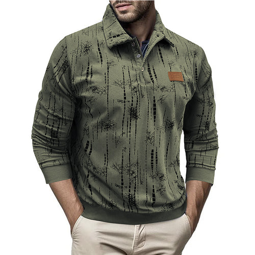 Herrer moderigtig sweater i struktureret design med krave og knapliste Stilla