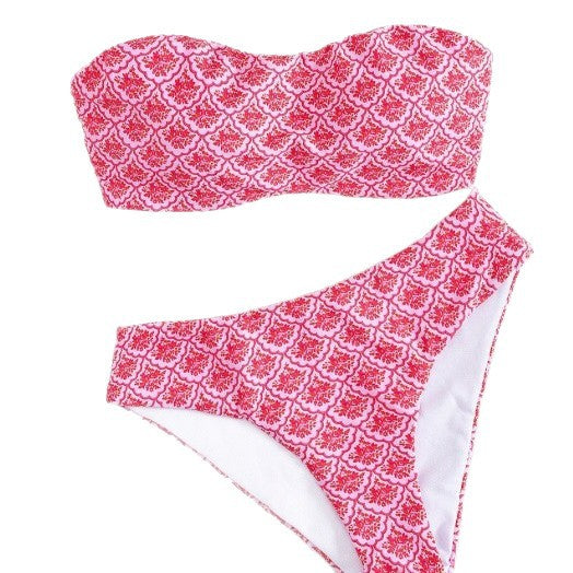 Dame Bandeau-Bikini med elegant mønster Skovae