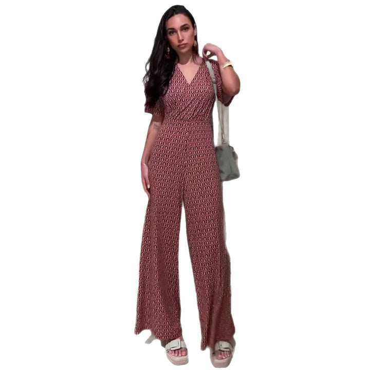 Kvinde jumpsuit med elastisk talje og dyb V-hals Skovae