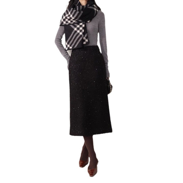 Dame elegant Midirock med glitrende effekt og fint materialeblanding Stilla