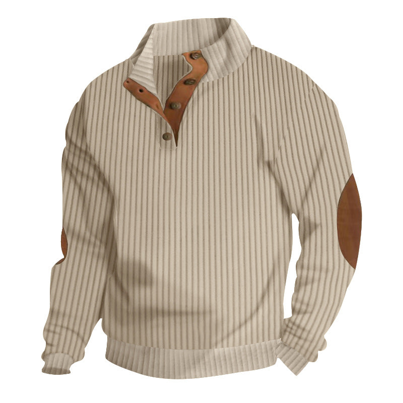 Herre sporty sweatshirt med strukturerede ribdetaljer og mode læder accenter Stilla