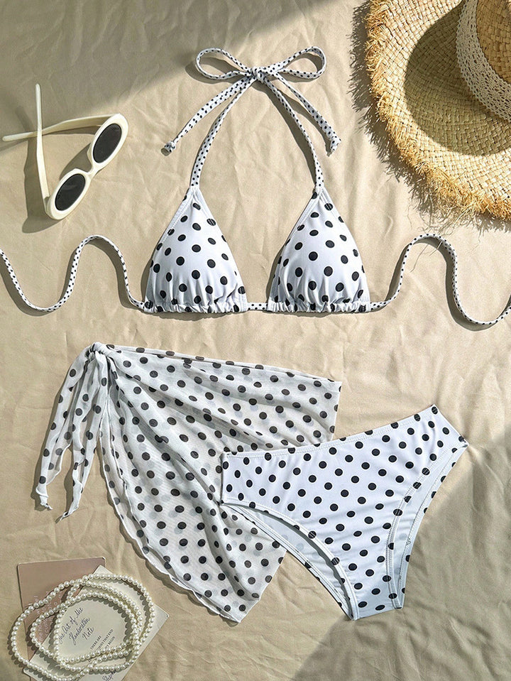 Dame Triangel-Bikini-Sæt med matchende Pareo Skovae