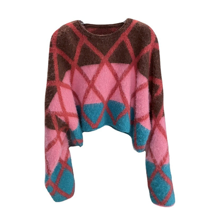 Femme Kunstnerisk Mønstret Cropped Pullover Stilla