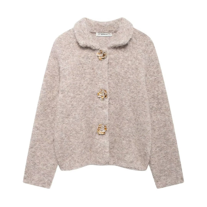 Femme Cozy Tekstureret Cardigan med Dekorative Knapper Stilla