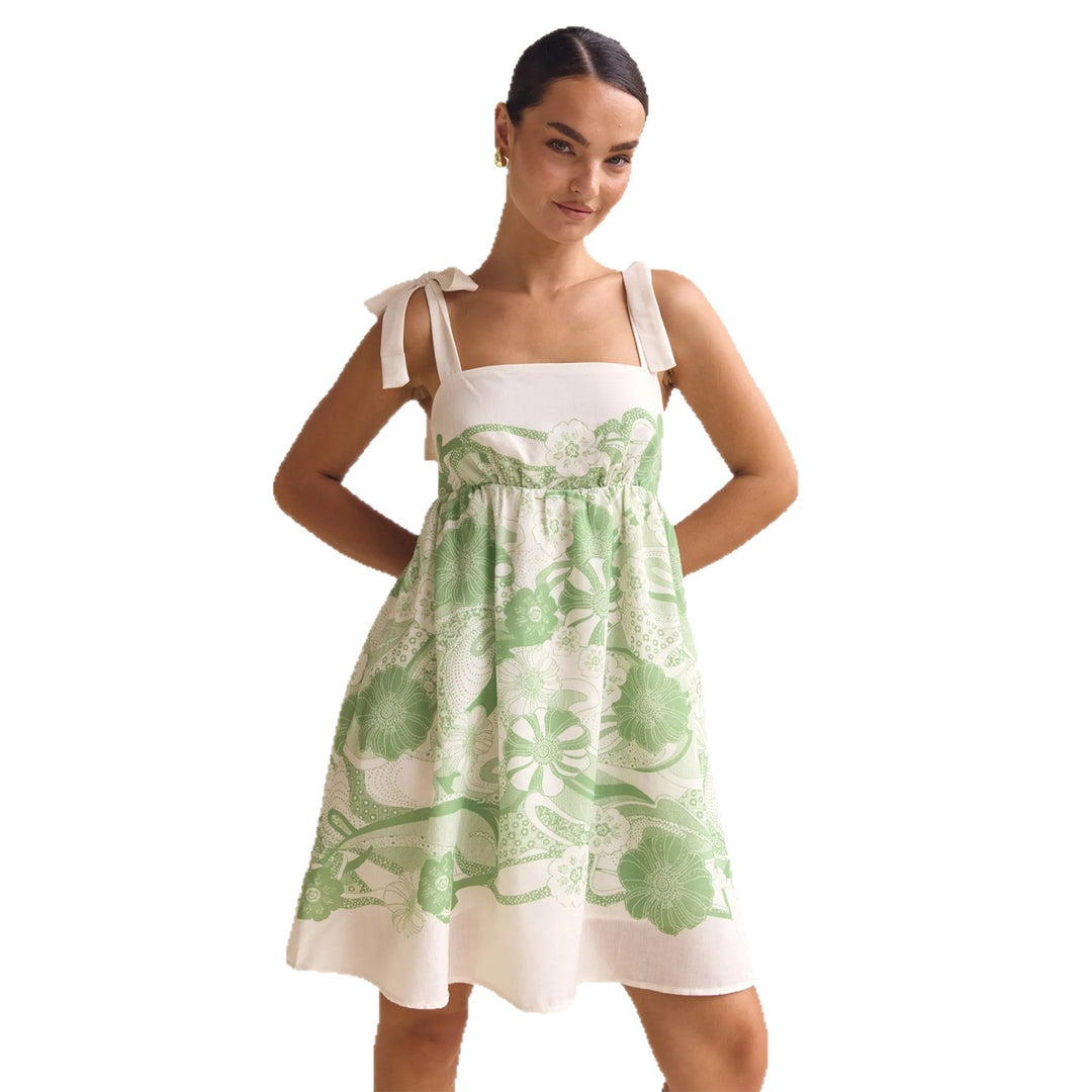 Women's summery mini dress with playful pattern mix and flowy cut Skovae