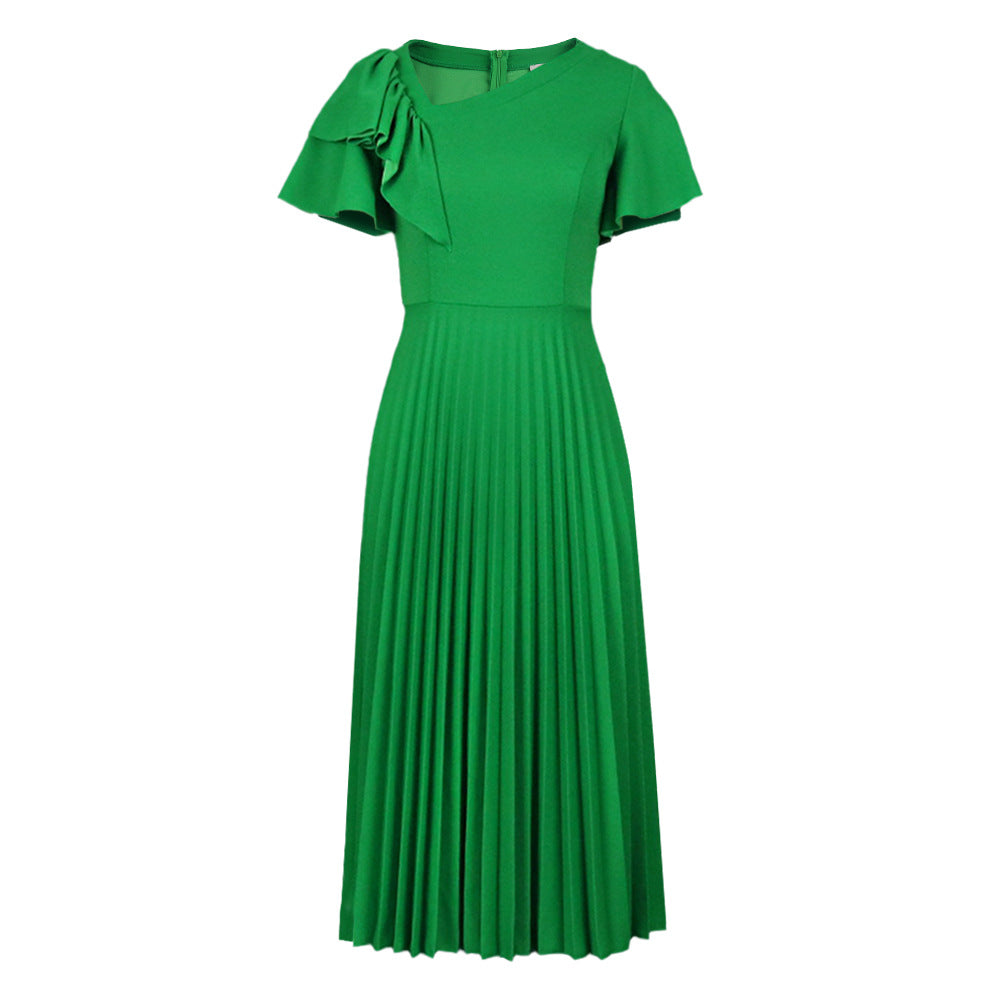 Damer elegant plisseret kjole med asymmetrisk ruffle-detail Skovae