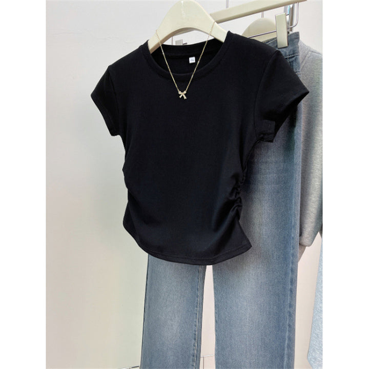 Femme Kortærmet Rynket Sider T-Shirt Stilla