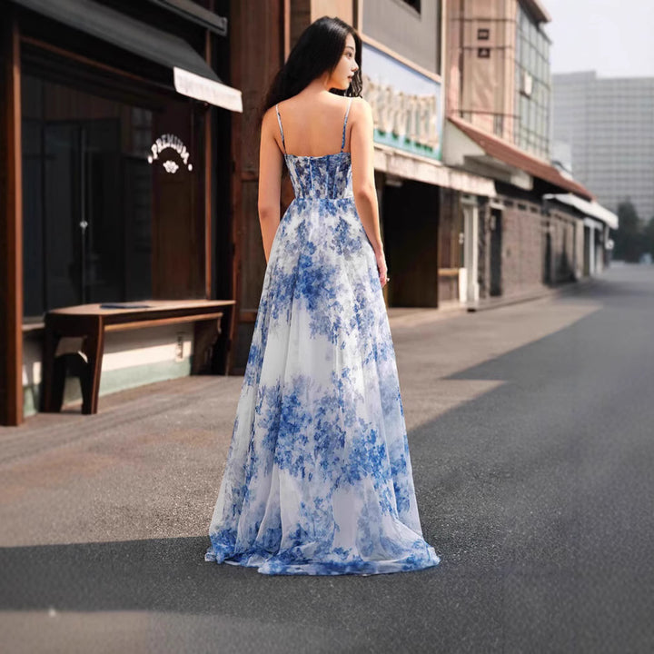 Dame Maxi-kjole med blomsterdesign og sidesplit Stilla