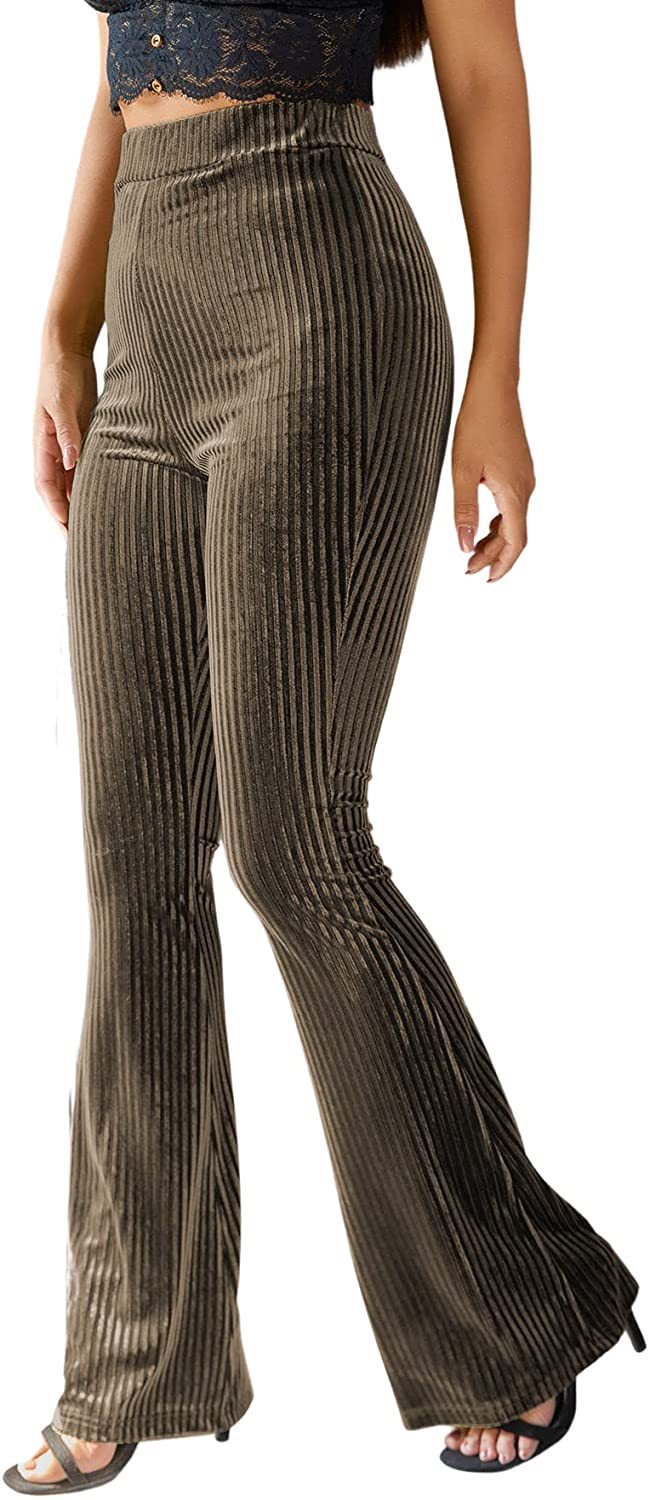 Dame Bootcut-bukser med ribstruktur og høj talje Skovae