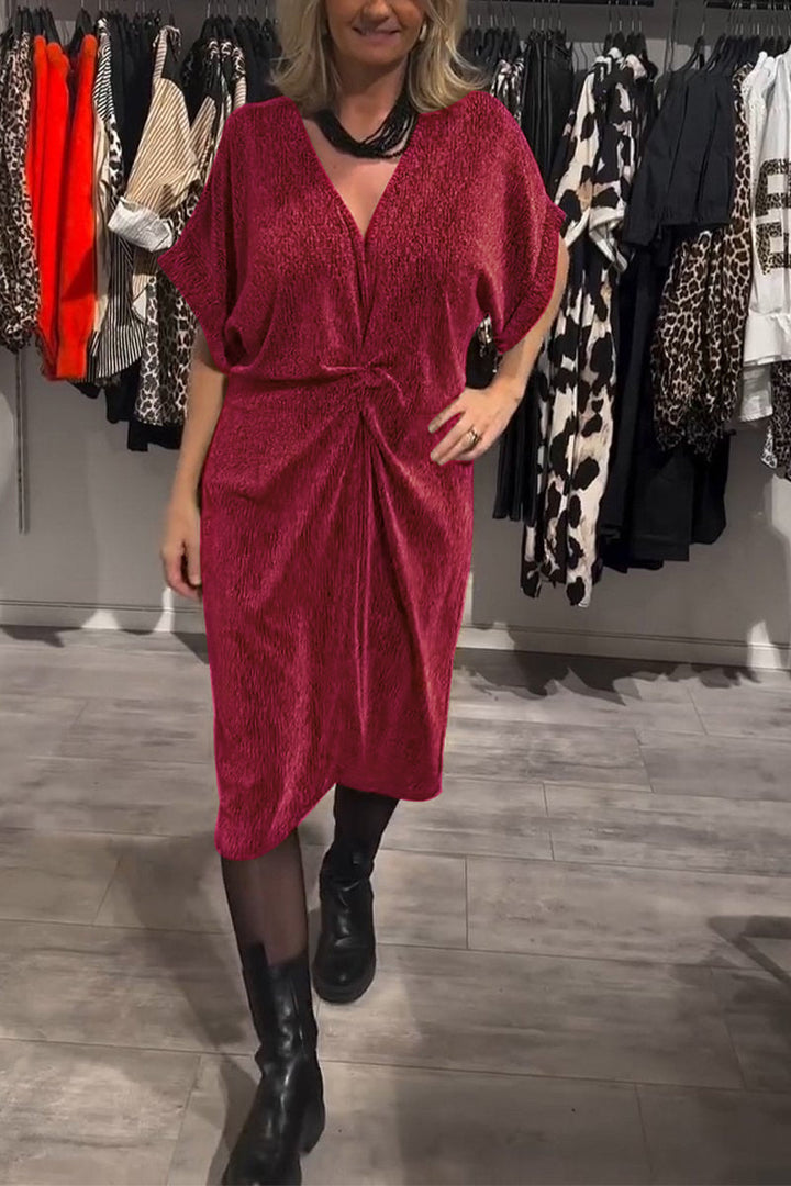Dame Soft Velours Wrap Midi Kjole Stilla