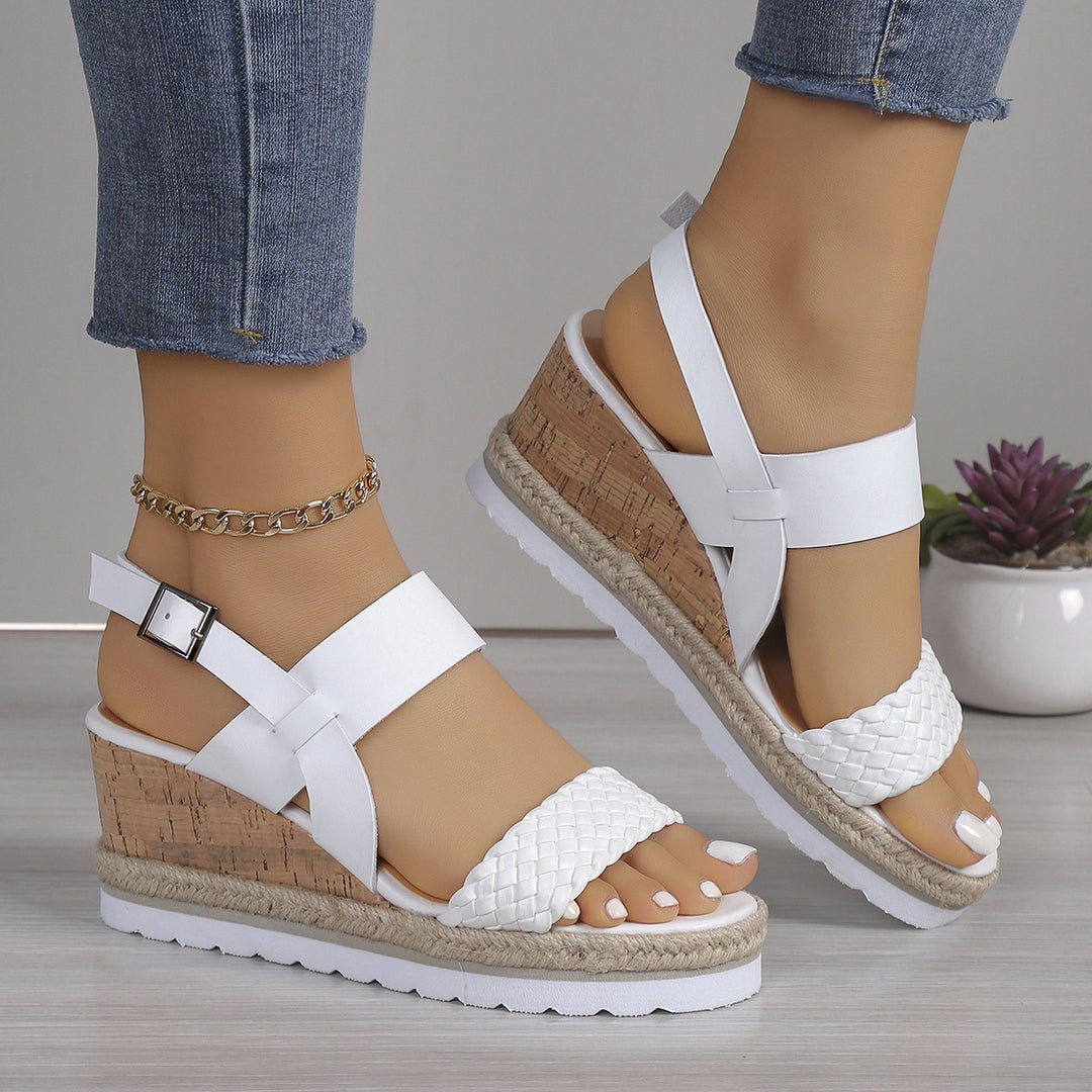 Dame Wedge-sandaler med flettet overmateriale og komfortabel korkhæl Stilla