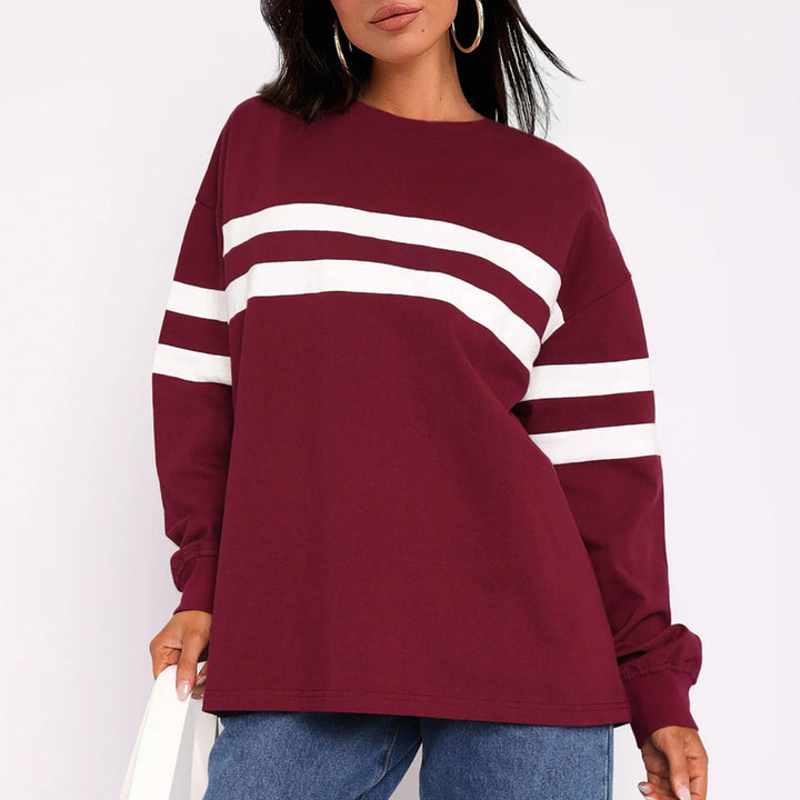 Dame casual oversized sweater med farvemæssigt kontrasterende striber Stilla