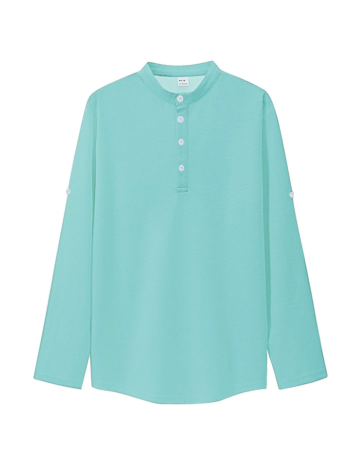 Herrer Langærmet Skjorte med Henley-Udskæring og åndbart Stof Stilla