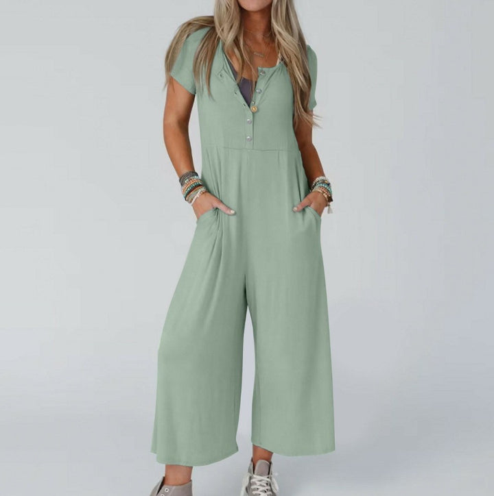 Dame jumpsuit med knapliste og praktiske lommer Stilla