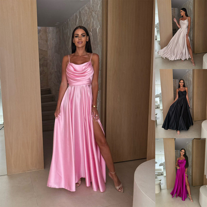 Femme Elegante Maxi Kjole med Sideslids Stilla 1750652987