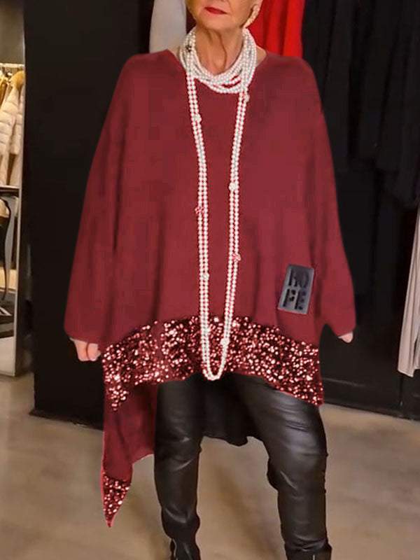 Dame Oversized Pullover med glimmerdetaljer Stilla