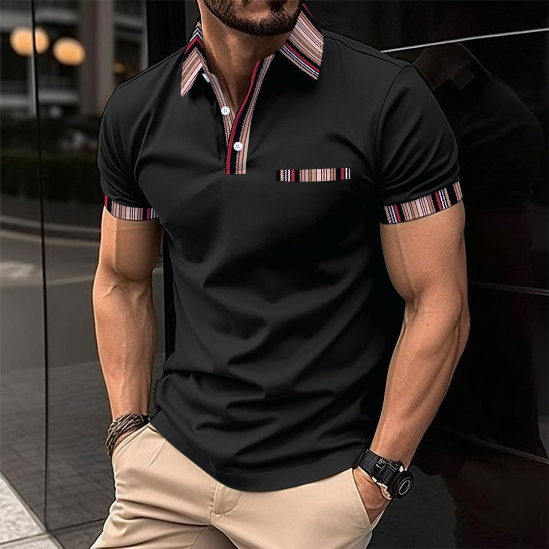 Herrer fritids polo shirt med moderigtige stribekrave og praktisk brystlomme Stilla
