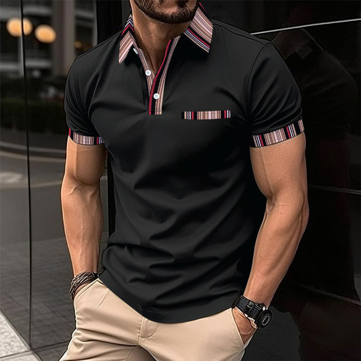 Herrer fritids polo shirt med moderigtige stribekrave og praktisk brystlomme Stilla