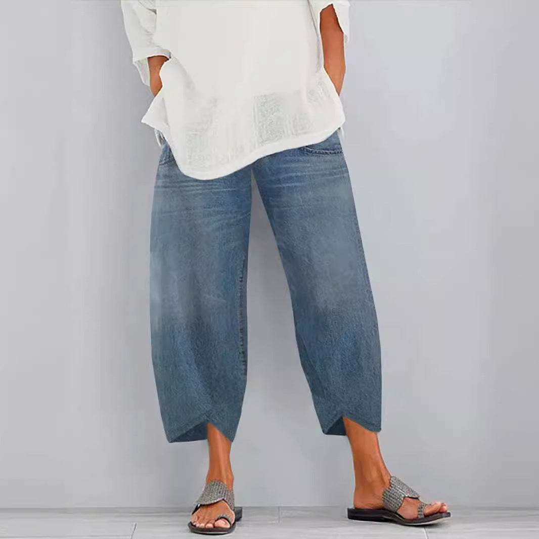 Kvinder Bredbenede Kortede Jeans Stilla