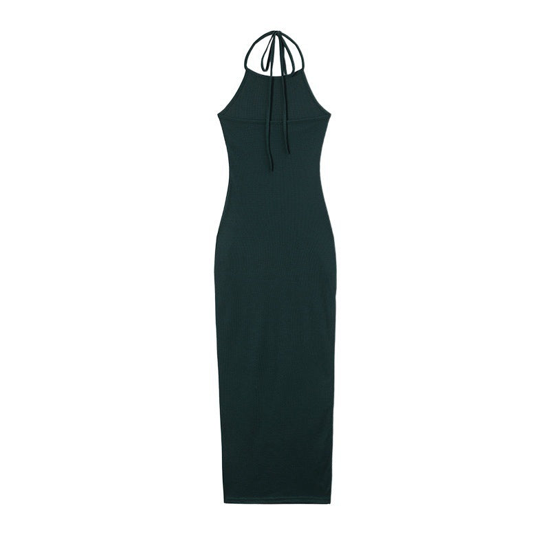 Dame Halter Neck Bodycon Maxi Kjole Stilla
