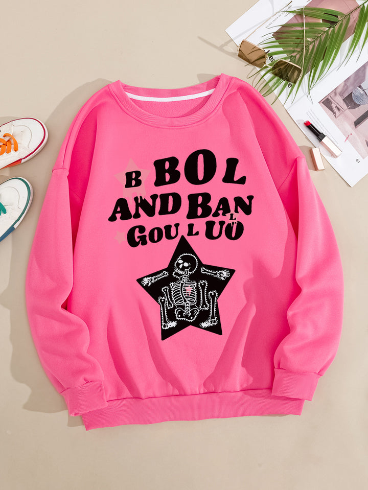 Kvinders afslappede sweatshirt med kreativ skeletdesign Skovae