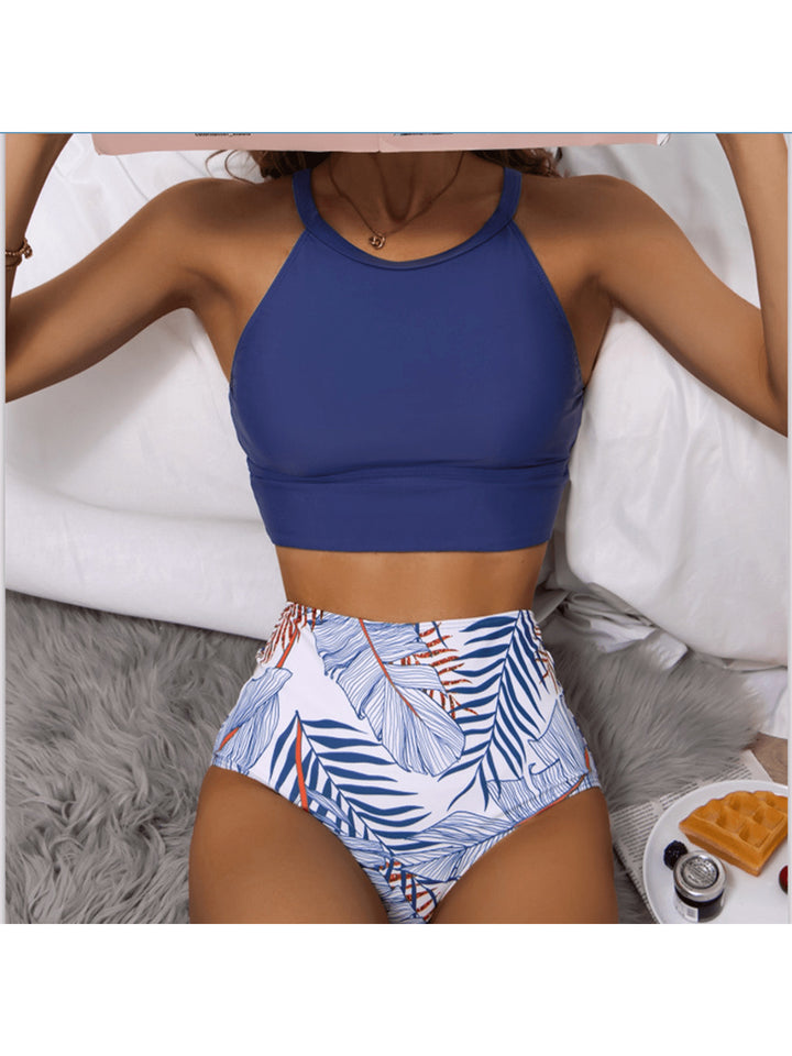 Dame Sporty bikini med højt skåret trusse og moderigtigt crop-top Stilla
