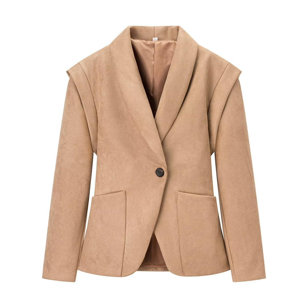 Kvindernes fashionable blazerjakke lavet af blødt suede imitation Stilla