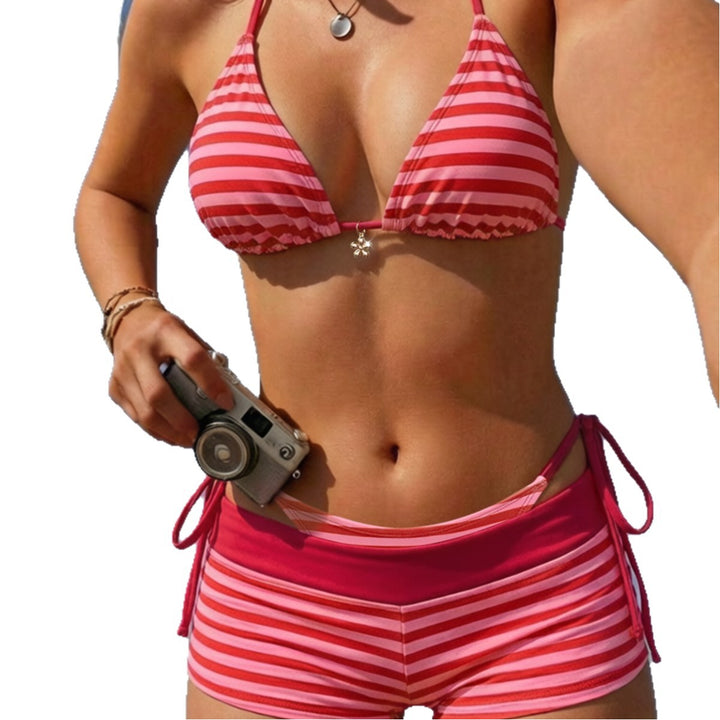 Dame Bikini-sæt med justerbare stropper og højt skårede shorts Skovae