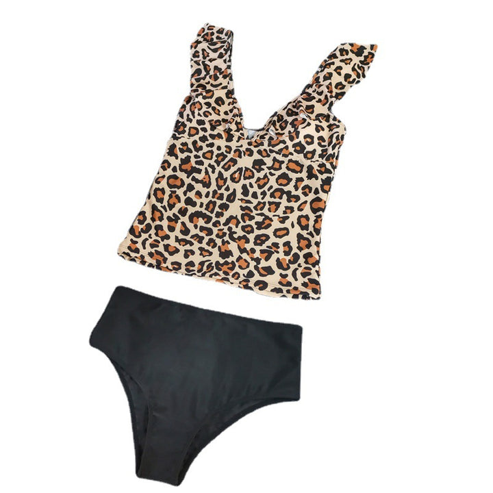 Dame Tankini med raffinerede flæsedetaljer og moderne leopardmønster Stilla