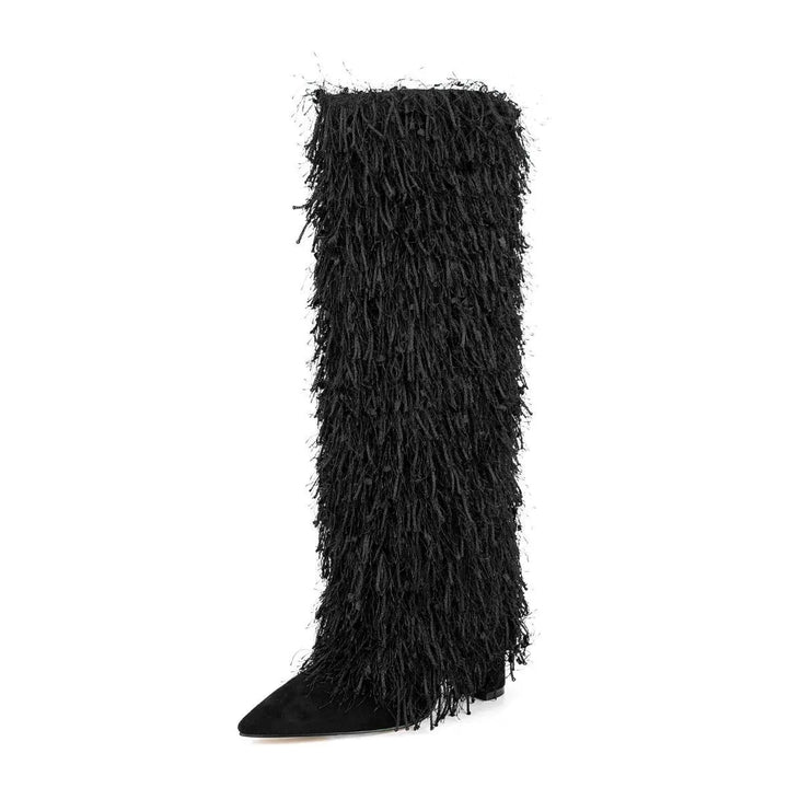 Femme Over-the-Knee Fjer Stiletto Støvler Stilla