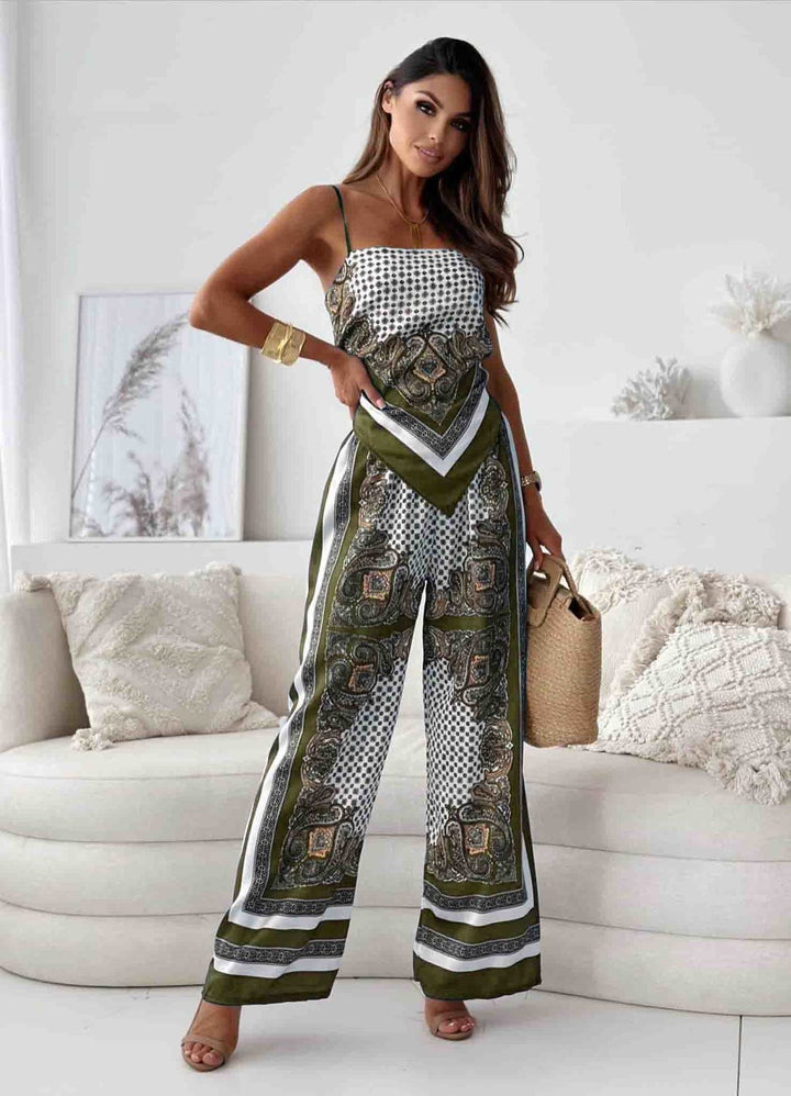 Dame jumpsuit med elegant tryk og bredt ben Stilla