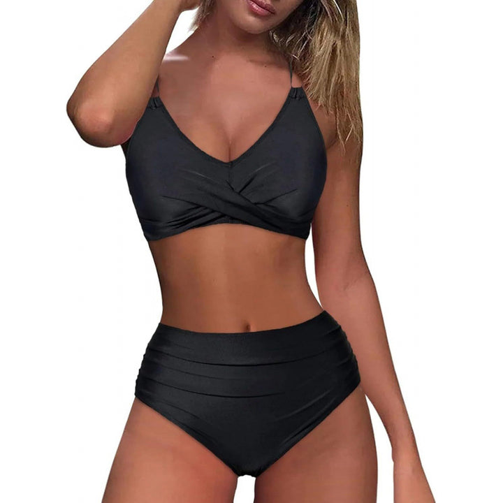 Dame High-Waist Bikini med elegant indpakningsdesign og justerbare stropper Skovae
