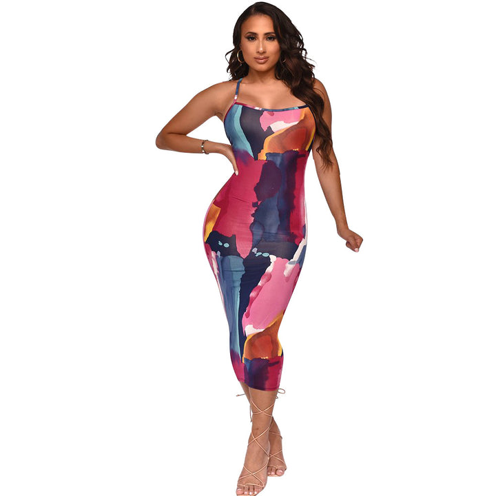 Dame Bodycon Kjole med abstrakt Print Stilla