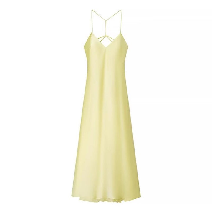 Femme Spaghetti-strop maxi kjole med kryds-bagdetalje Stilla