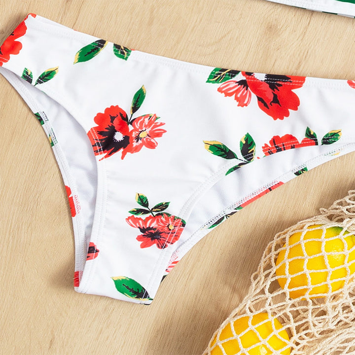 Dame Højskåret Bikini-sæt med kreativt stribet og blomstermønster Stilla