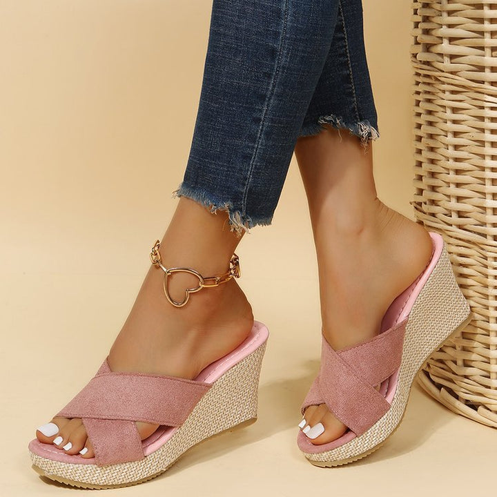 Dame Wedge-sandaler med krydsede remme og skridsikker sål Stilla