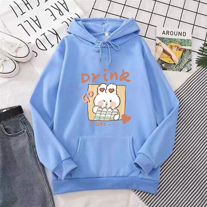 Kvinders hoodie med sødt kattemotiv Skovae