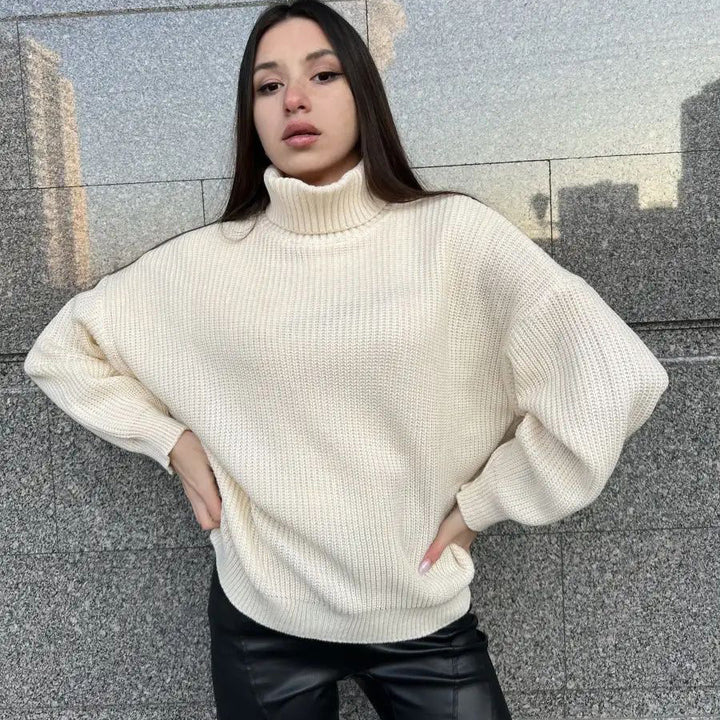 Dame hyggelig strikpullover med løs pasform og moderne design Stilla