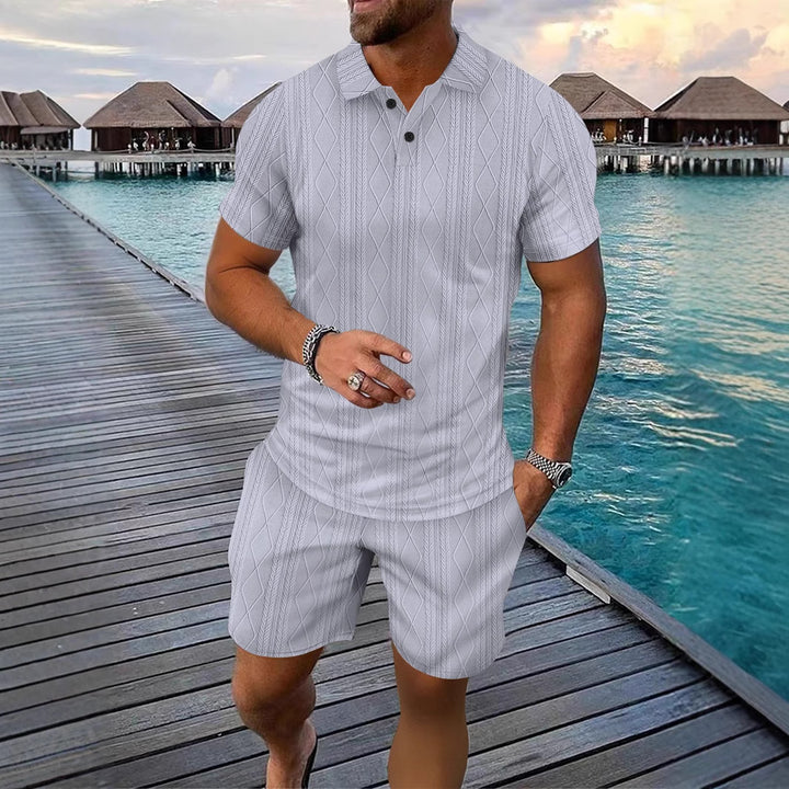 Herre Poloshirt med struktureret design og kort shorts Stilla