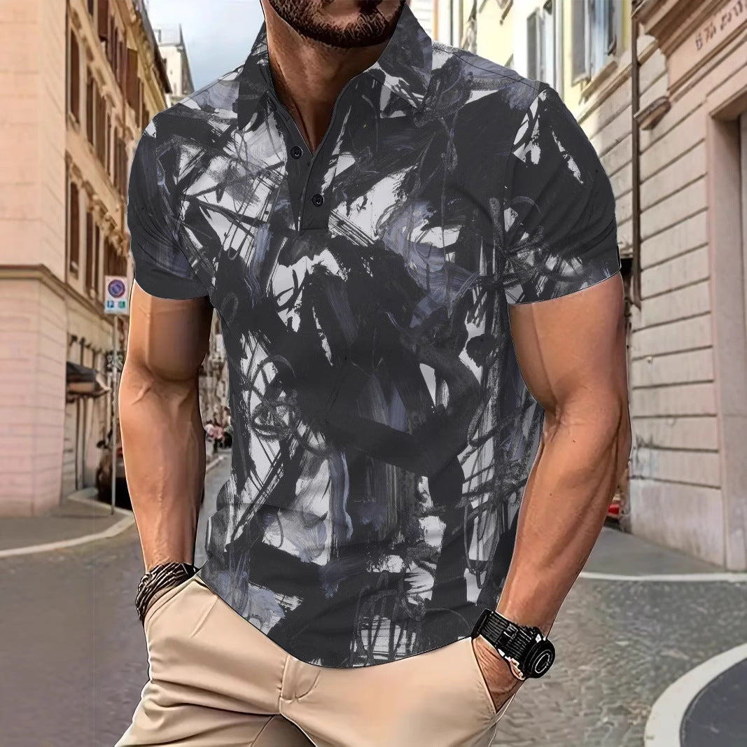 Herrer Poloshirt med moderne kunstnerisk grafisk design Stilla