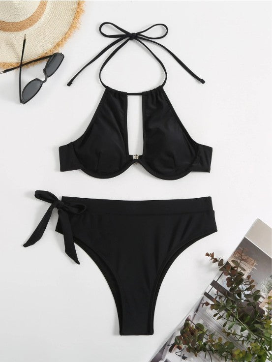 Dame Højkrave Cut-Out Bikini Sæt Stilla