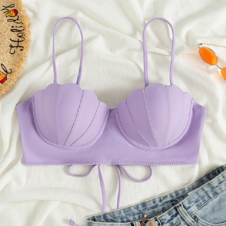 Dame bikini-overdel med muslingformet design og justerbare stropper Skovae